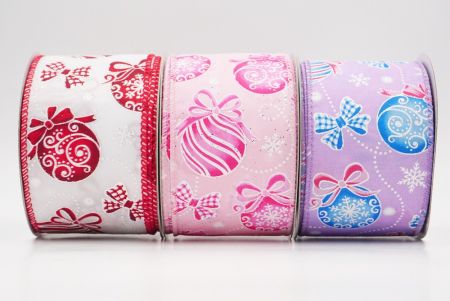 Sparkling Christmas Ornaments & Snowflakes Wired Ribbon - Sparkling Christmas Ornaments & Snowflakes Wired Ribbon